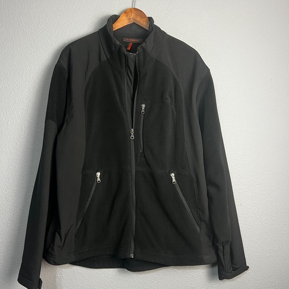 Hawke & Co. Fleece Jacket Full Zip‎ Softshell Pockets Black Size XXL Mock Neck - Picture 1 of 10